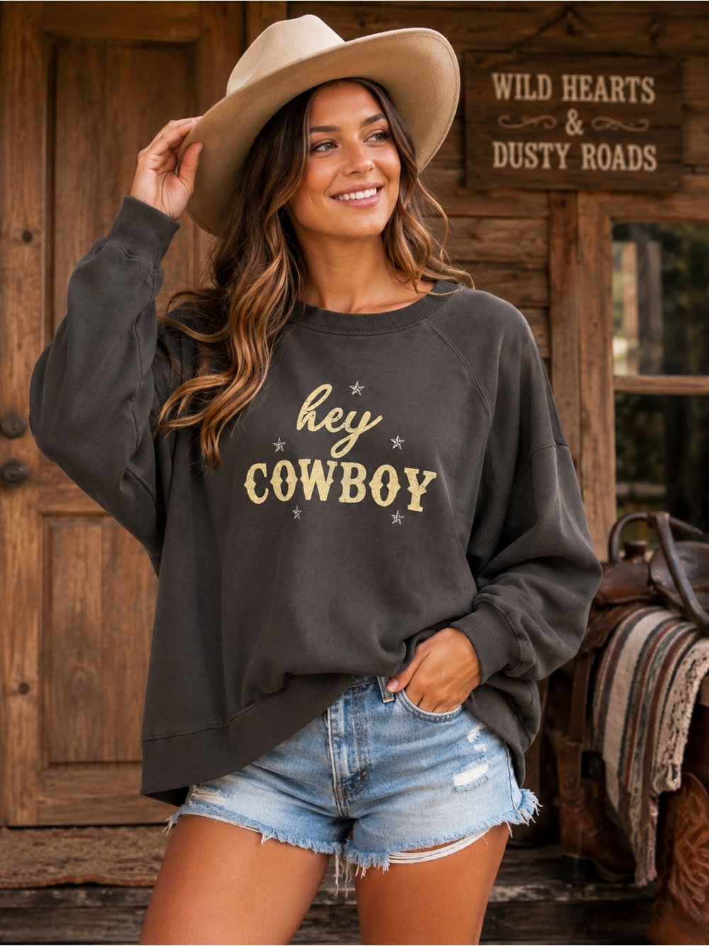 Title:
Altar’d State Hey Cowboy Sweatshirt Medium Western Graphic Pullover